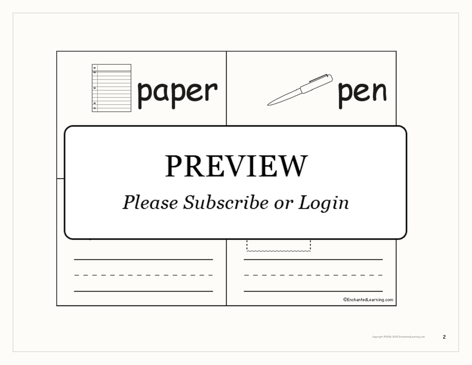 School Word Book interactive printout page 2