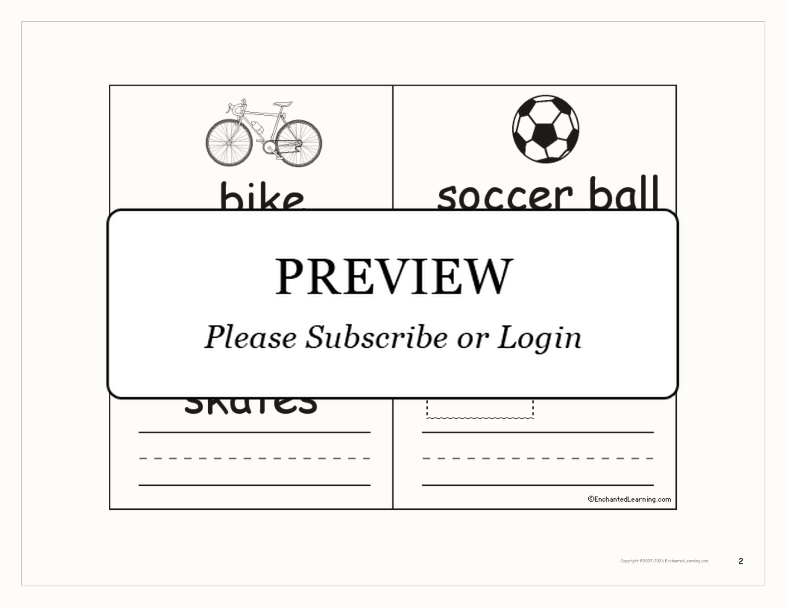 Sports Word Book interactive printout page 2
