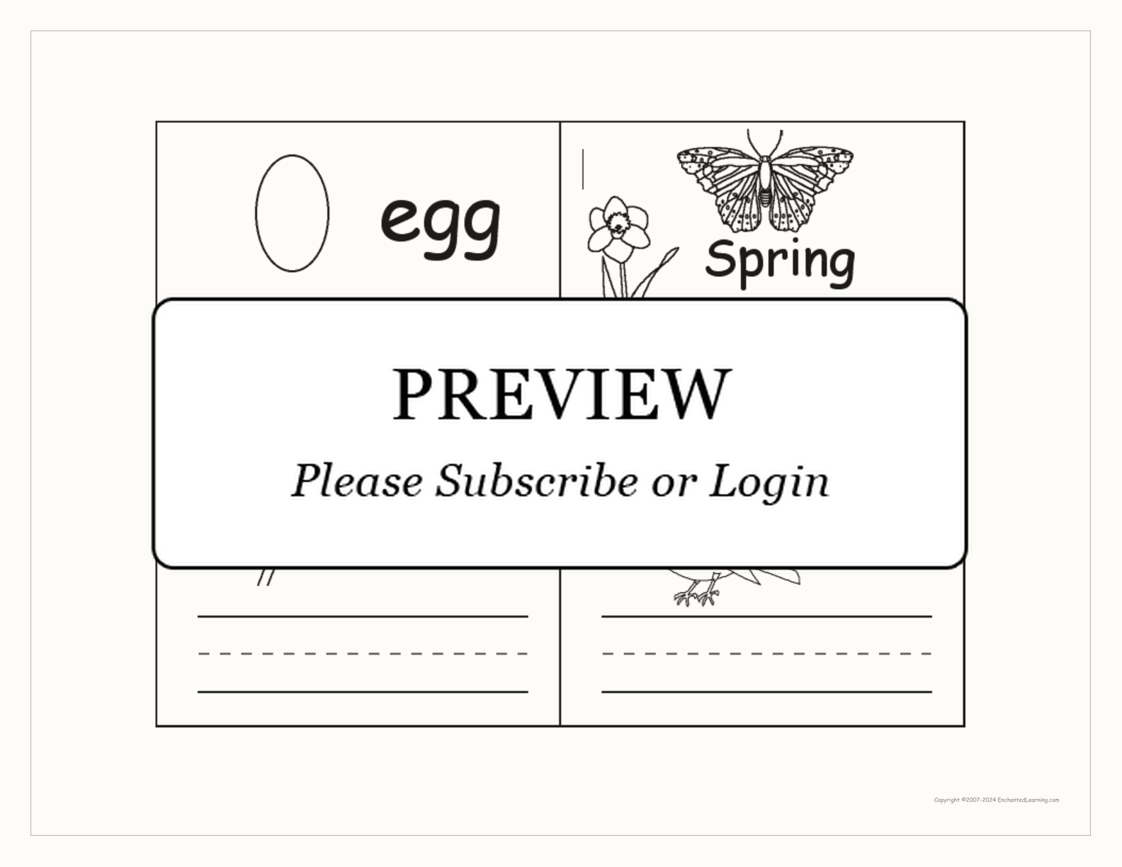 Spring Word Book interactive worksheet page 1