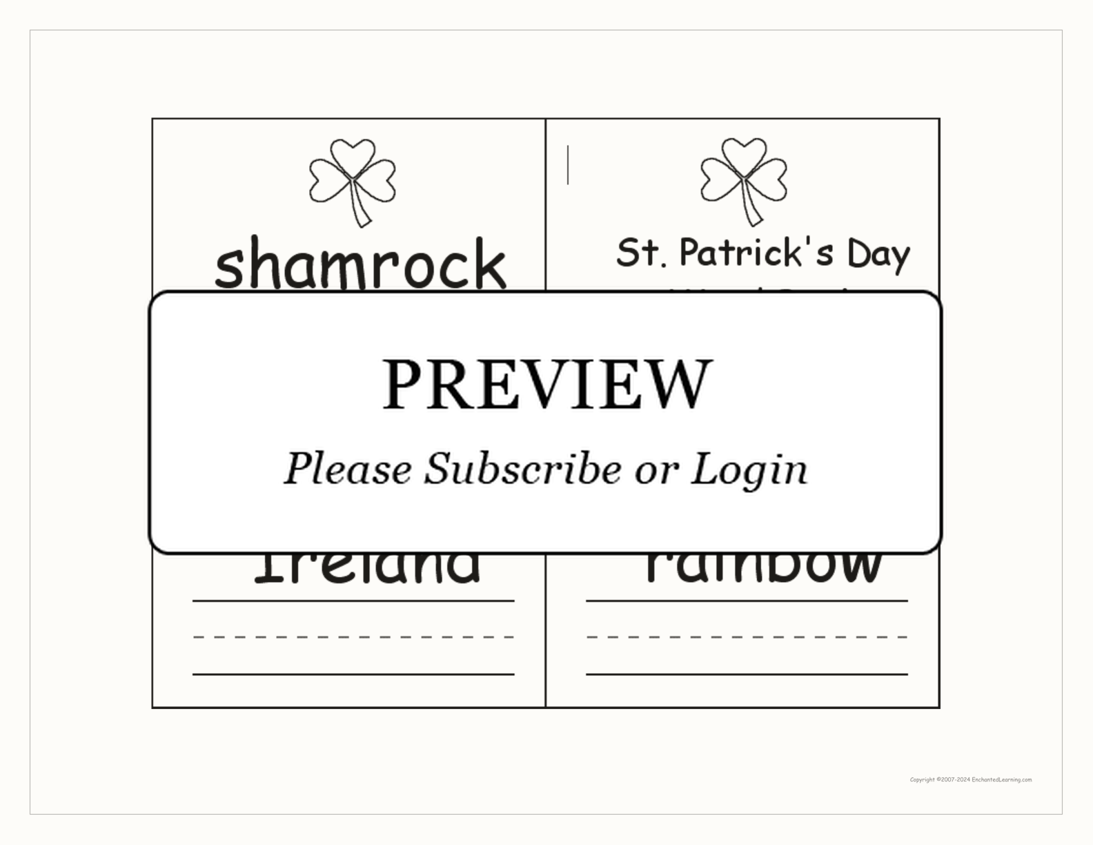 St. Patrick's Day Word Book interactive worksheet page 1
