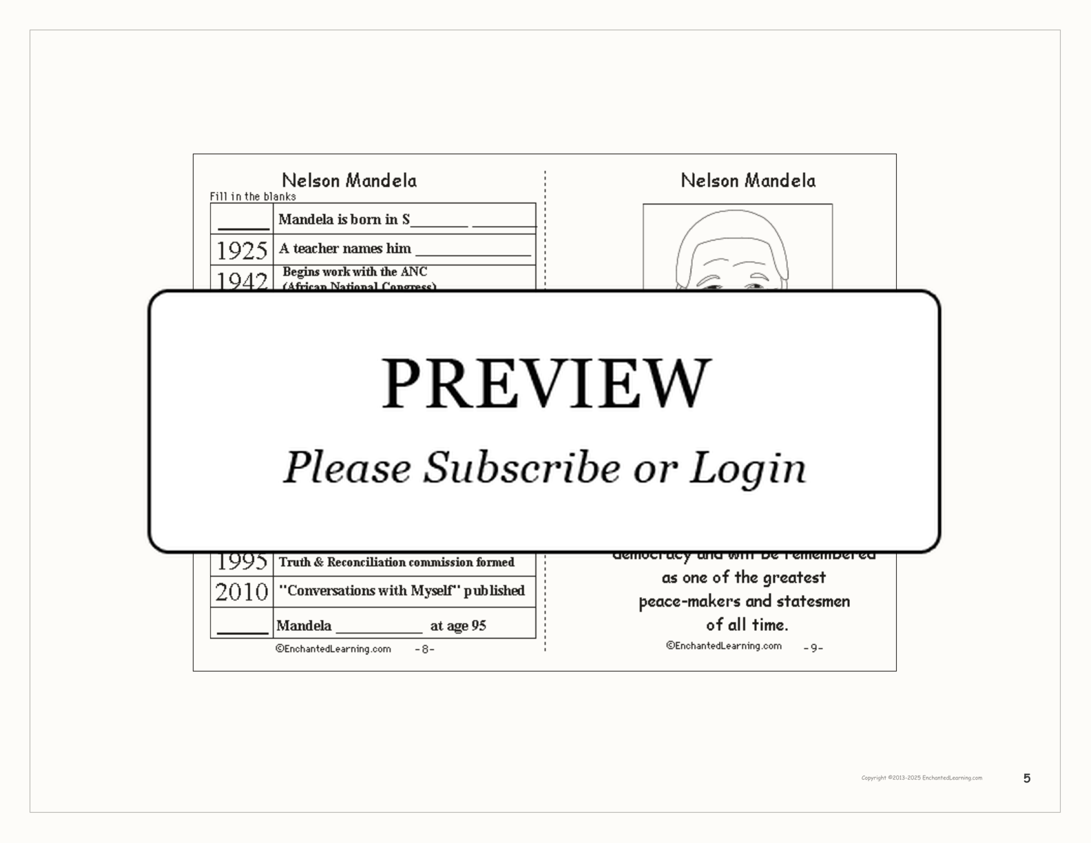 Nelson Mandela Book interactive worksheet page 5