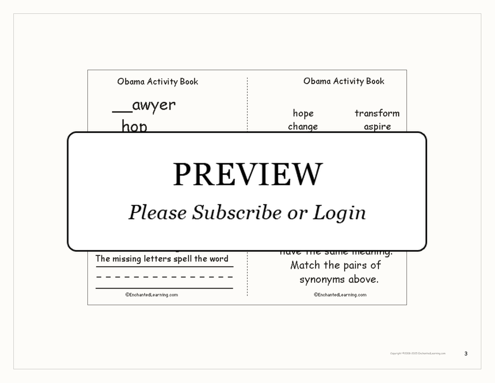 Barack Obama Activity Book interactive printout page 3