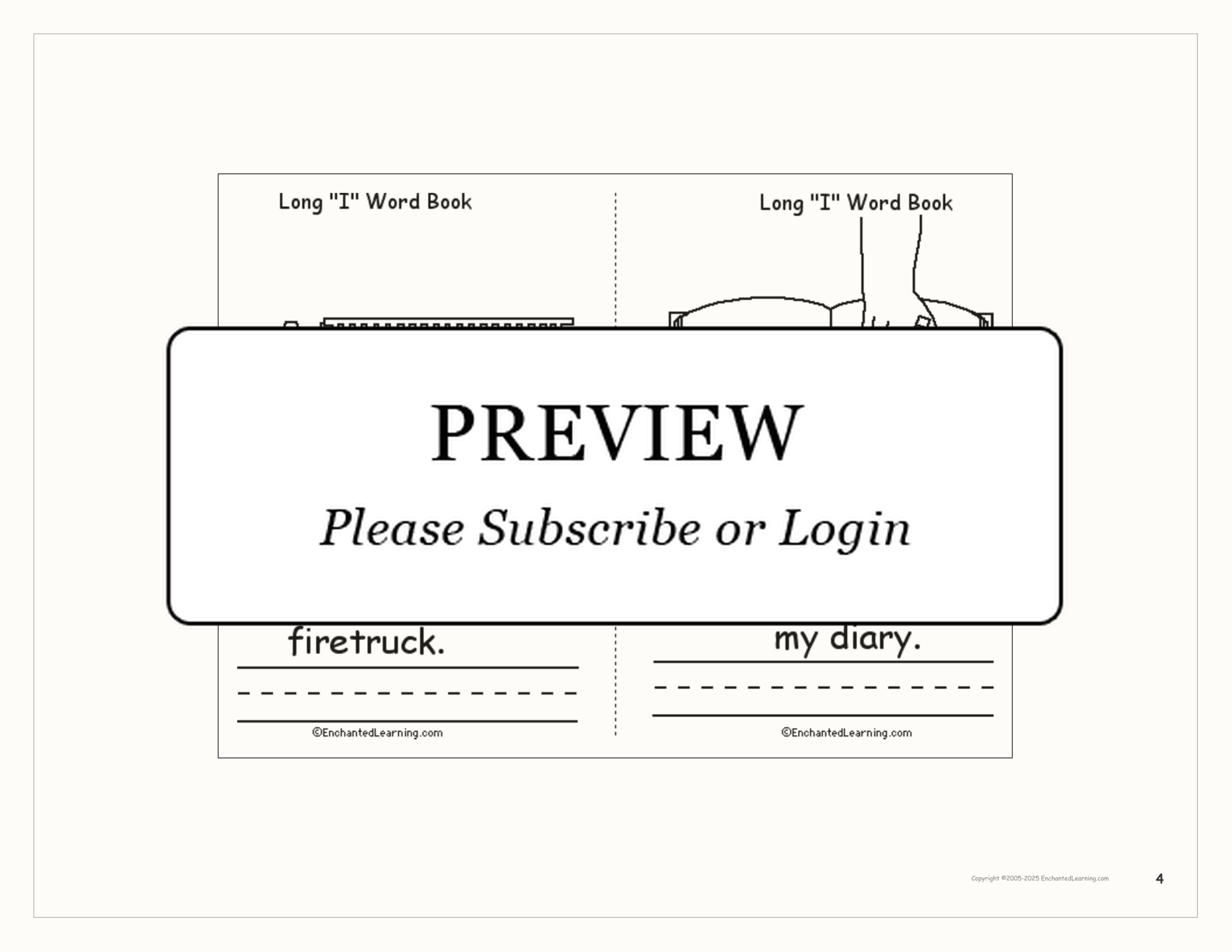 Long 'I' Words Book interactive printout page 4