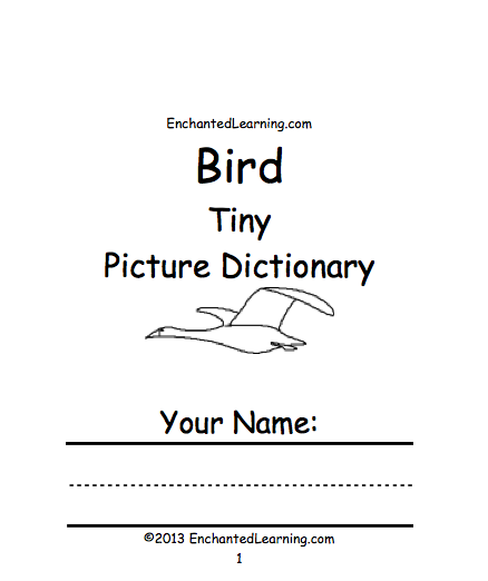 Search result: 'Bird Tiny Picture Dictionary - A Short Book to Print'