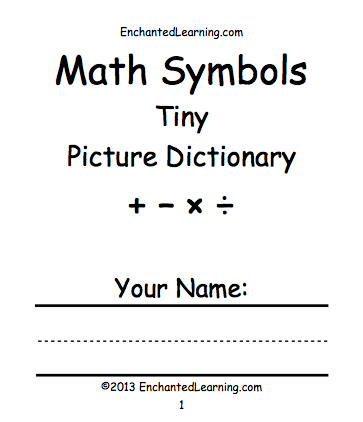Search result: 'Math Symbols Tiny Picture Dictionary - A Short Book to Print'