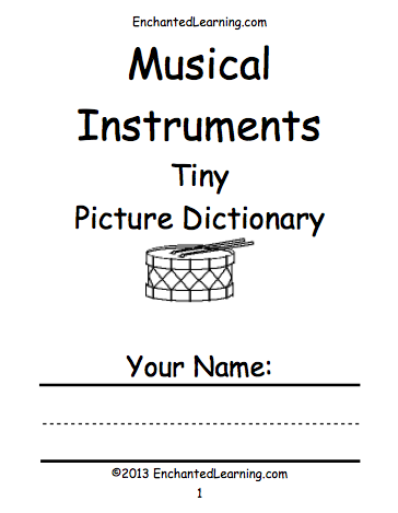 Search result: 'Musical Instruments Tiny Picture Dictionary - A Short Book to Print'