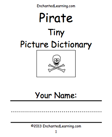 Pirate Tiny Picture Dictionary - A Short Book to Print