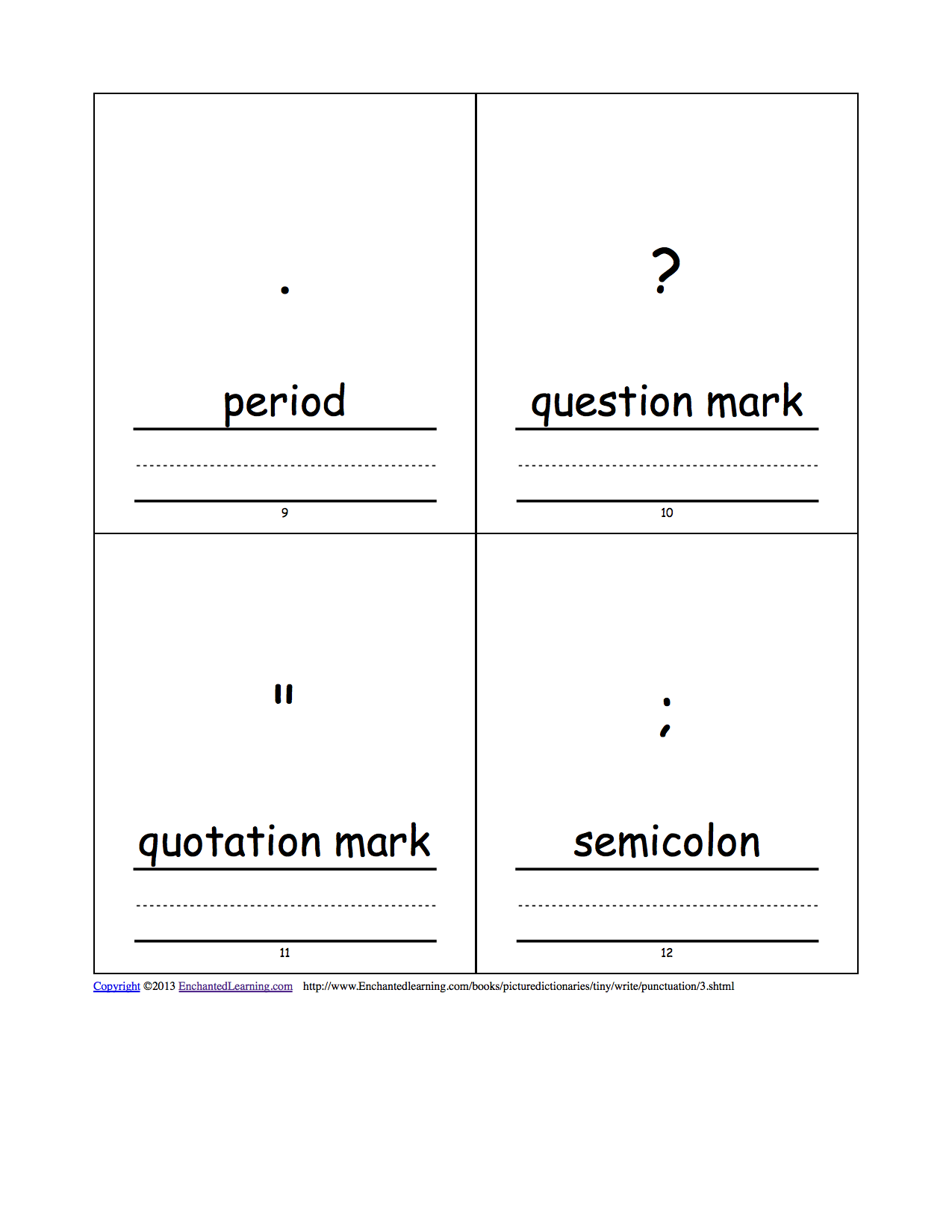 Punctuation Marks Tiny Picture Dictionary - A Short Book to Print