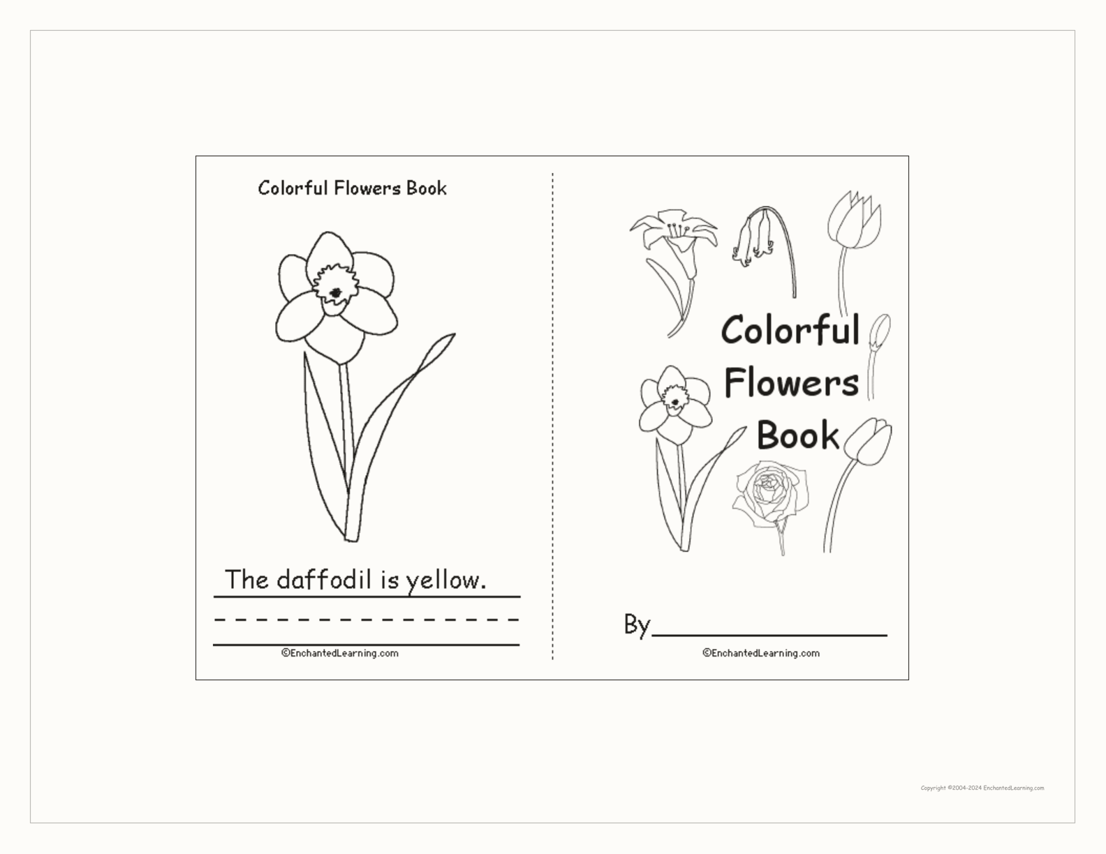 Colorful Flowers Book interactive printout page 1