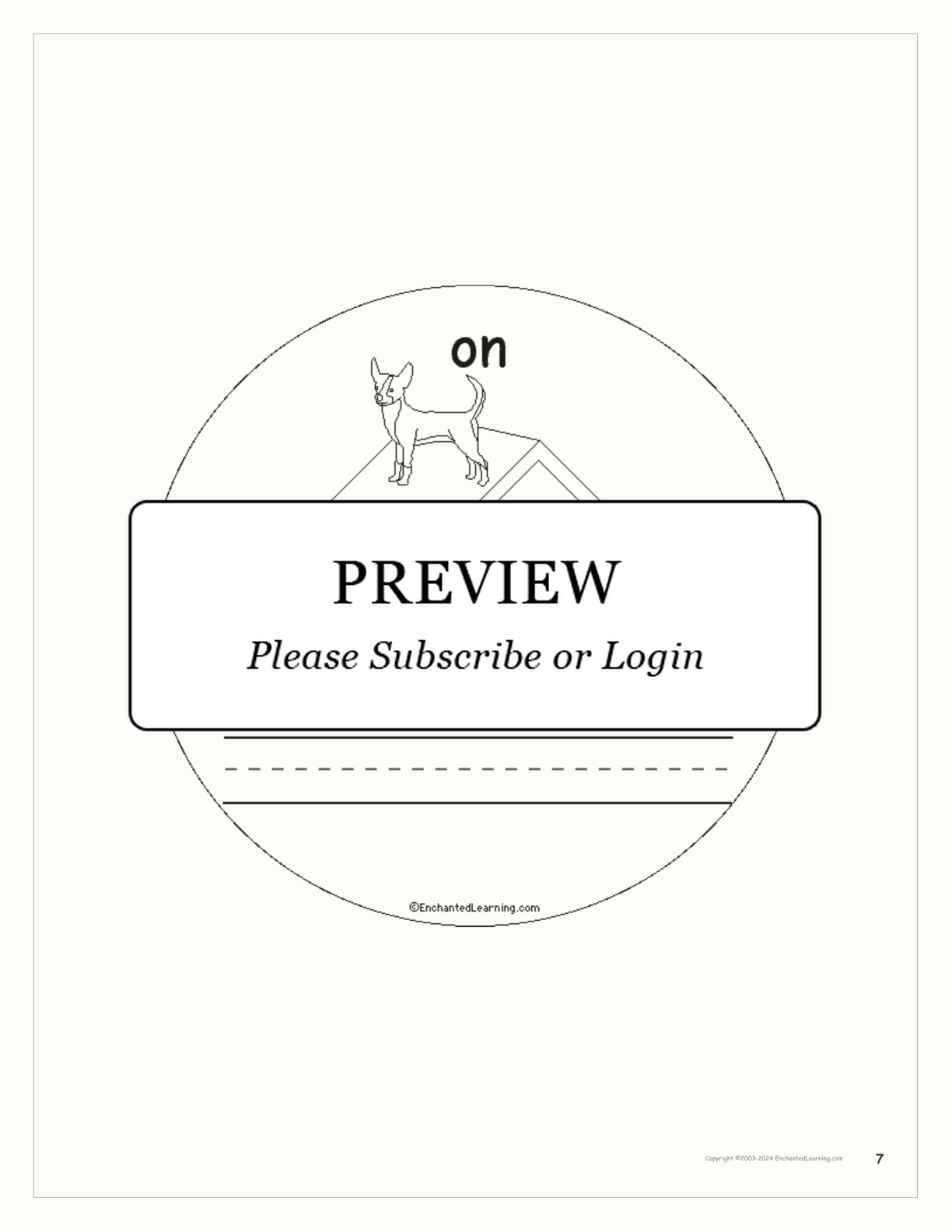 Prepositions: The Dog and the Doghouse — Printable Book interactive printout page 7