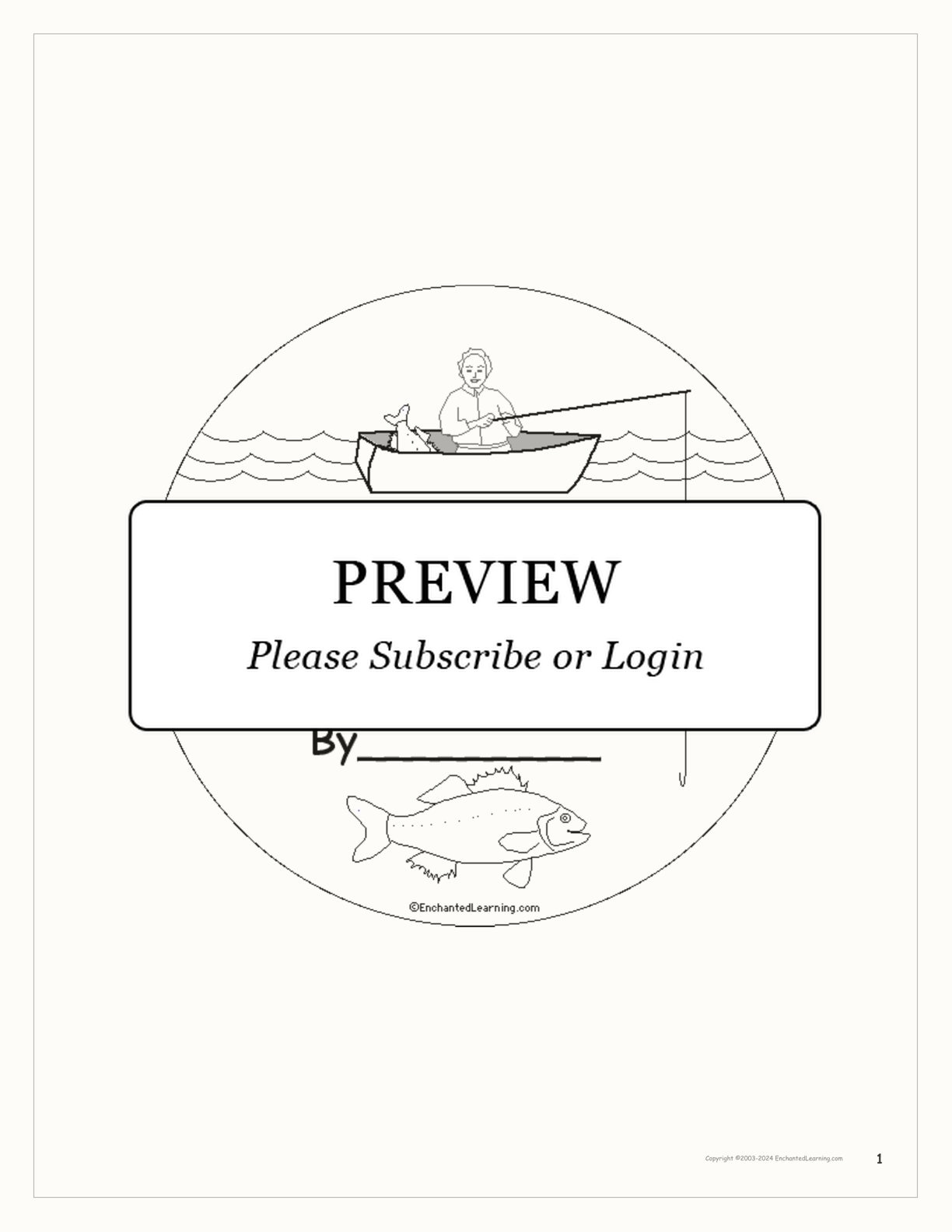 Prepositions: The Fish and the Boat — Printable Book interactive printout page 1