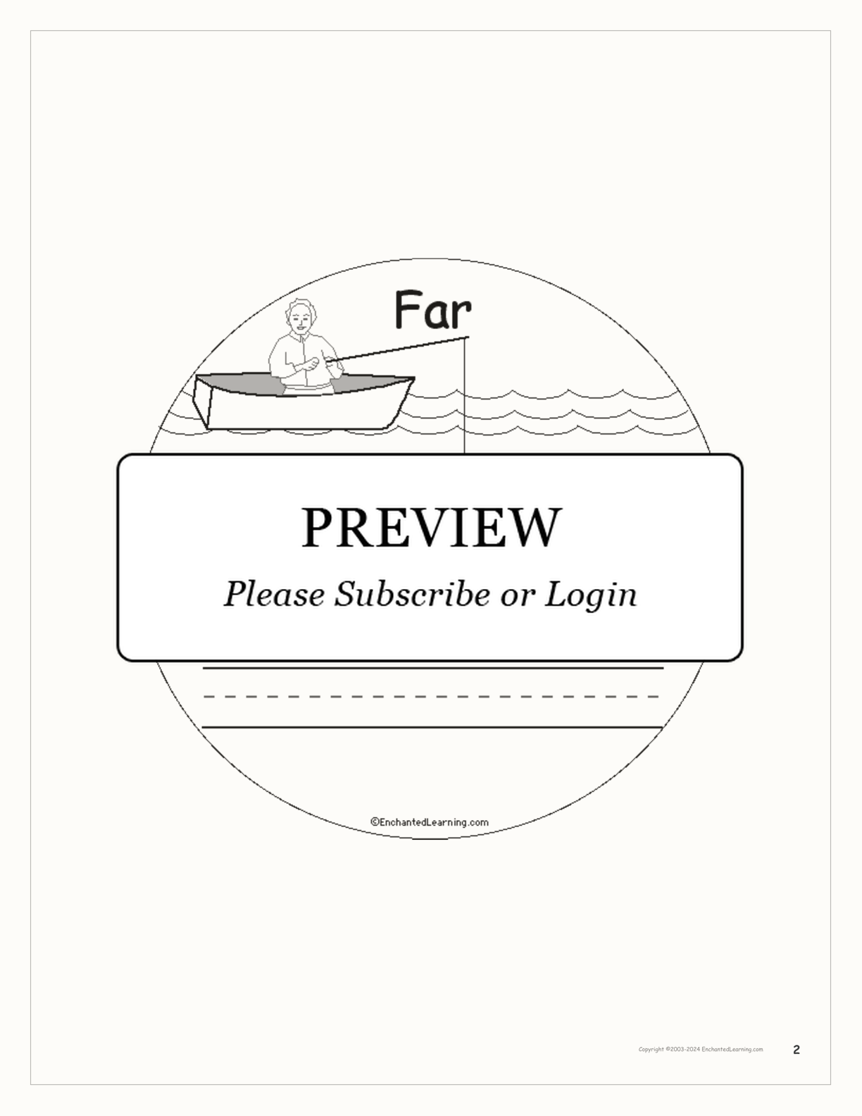 Prepositions: The Fish and the Boat — Printable Book interactive printout page 2