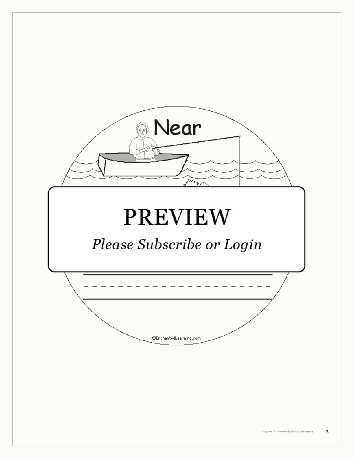 Prepositions: The Fish and the Boat — Printable Book interactive printout page 3