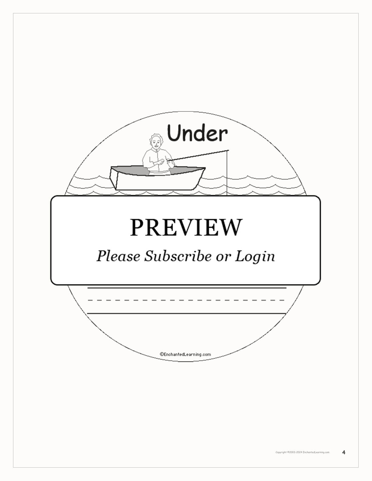 Prepositions: The Fish and the Boat — Printable Book interactive printout page 4
