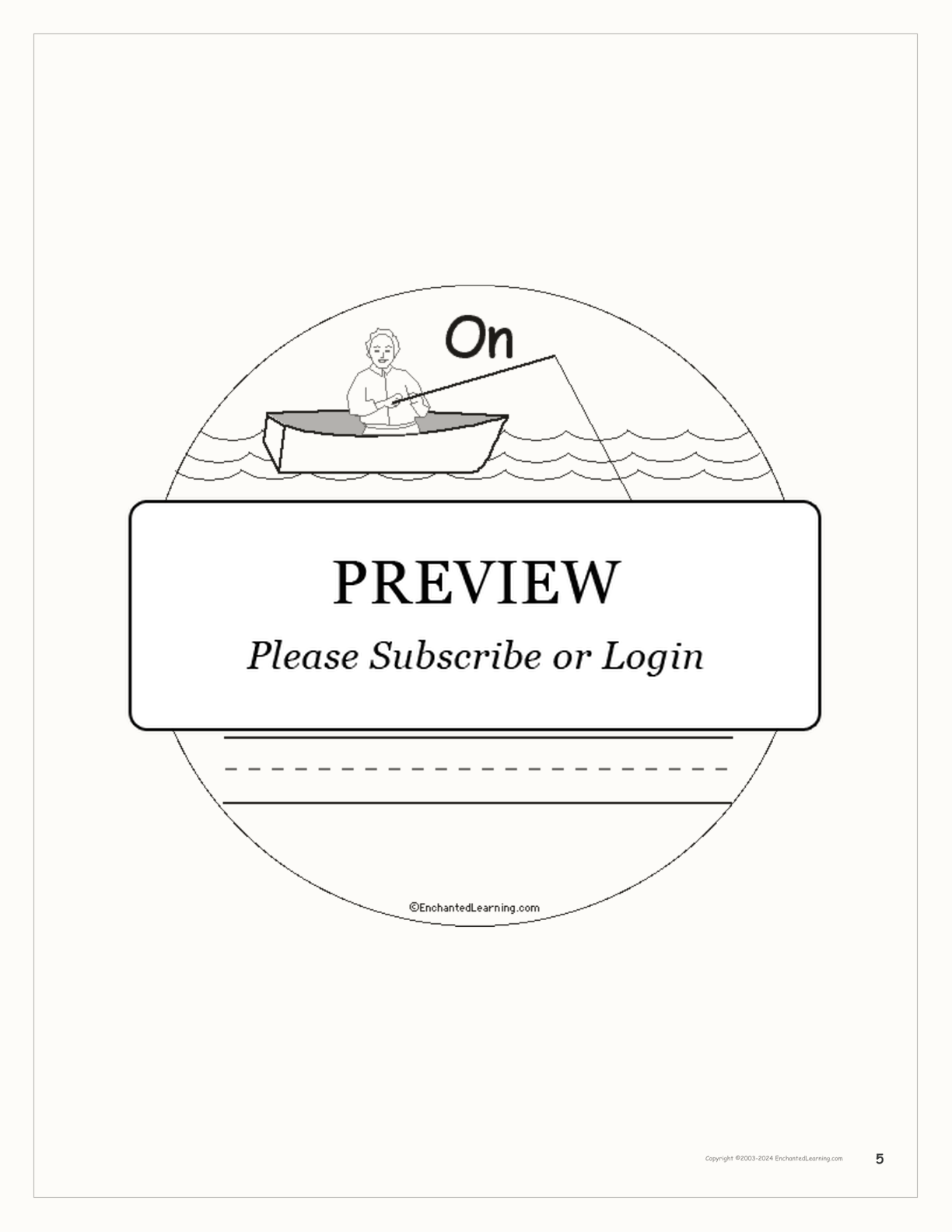 Prepositions: The Fish and the Boat — Printable Book interactive printout page 5