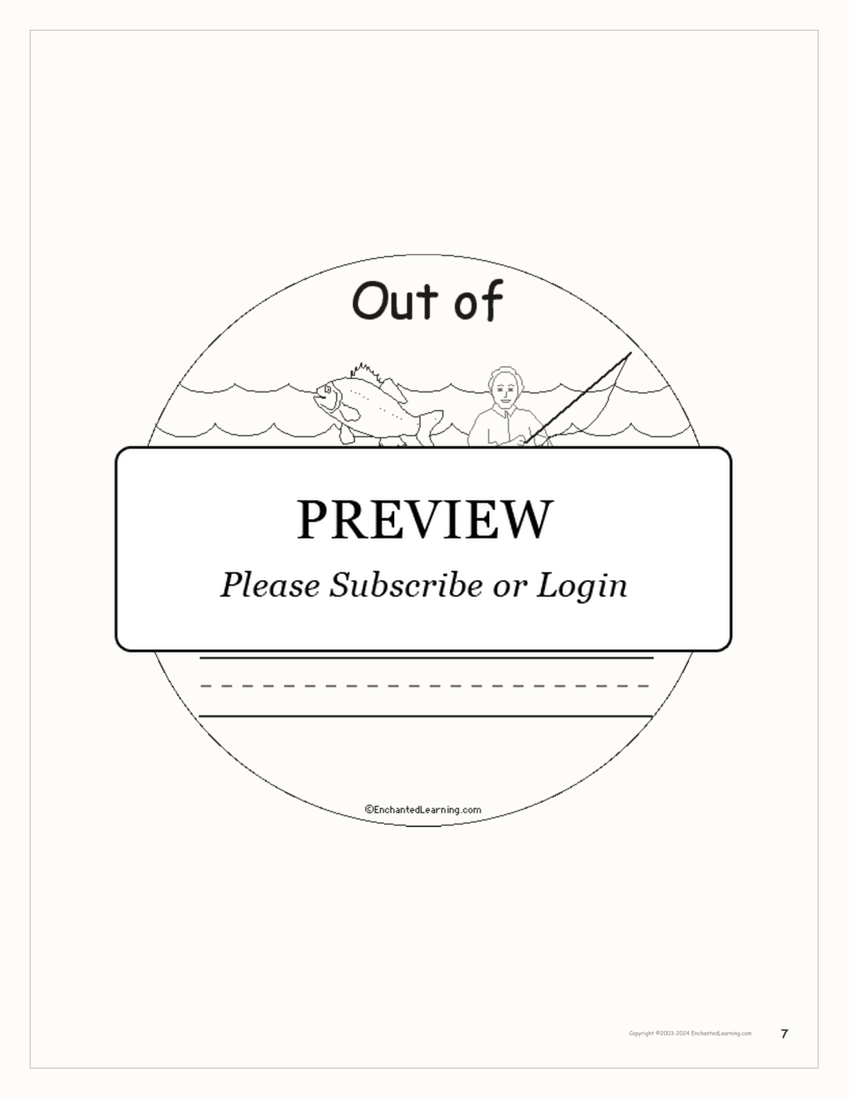 Prepositions: The Fish and the Boat — Printable Book interactive printout page 7