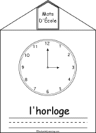 Search result: 'School Words Book in French, A Printable Book: Horloge/Clock'