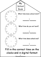 Search result: 'My School Book, A Printable Book: What Time?'