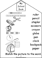 Search result: 'My School Book, A Printable Book: Match pictures to words'