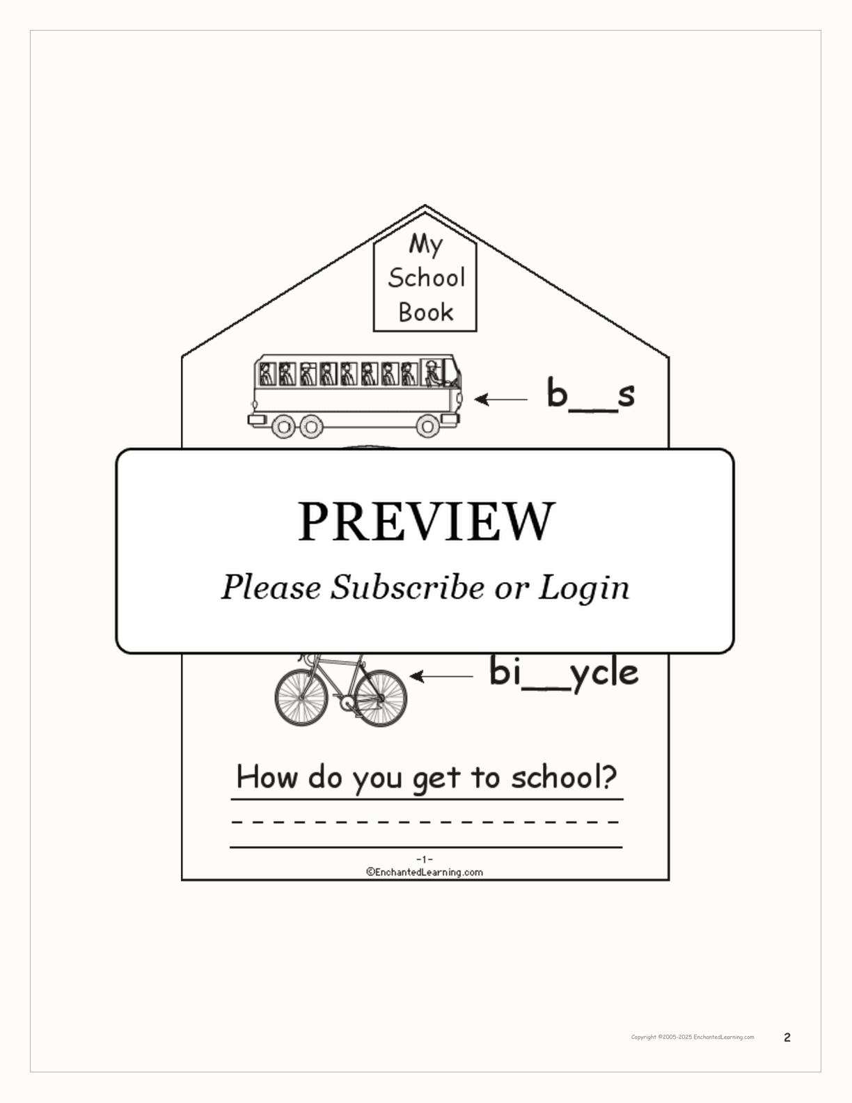 My School Book interactive printout page 2