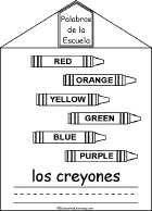 Search result: 'School Words Book in Spanish, A Printable Book: Creyones/Crayons'