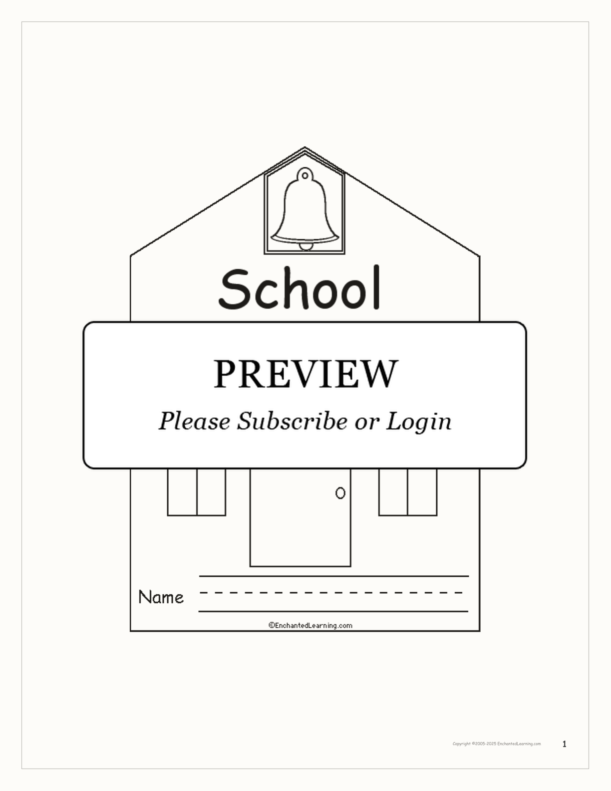 School Words Book interactive printout page 1