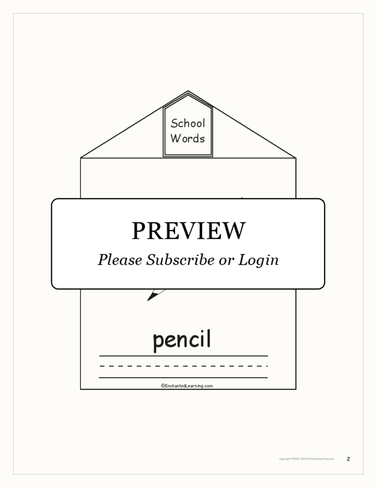 School Words Book interactive printout page 2