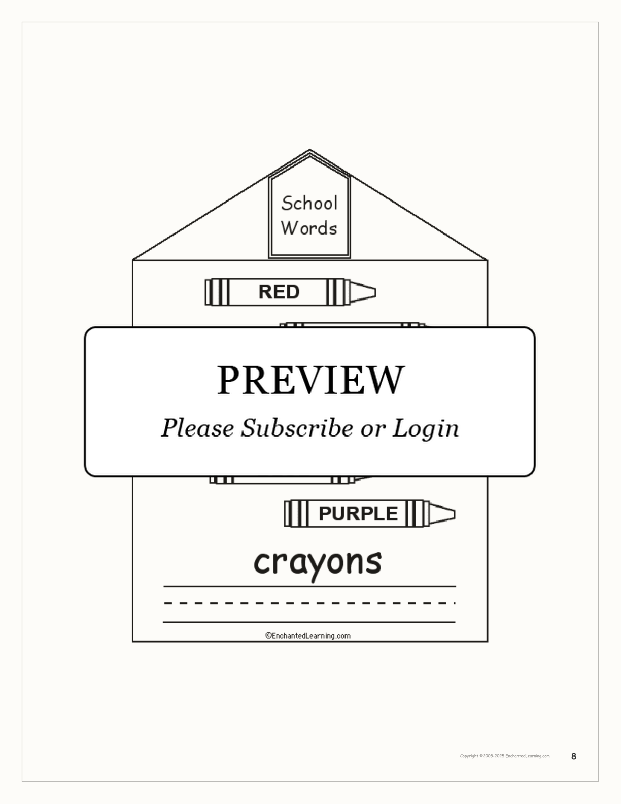 School Words Book interactive printout page 8