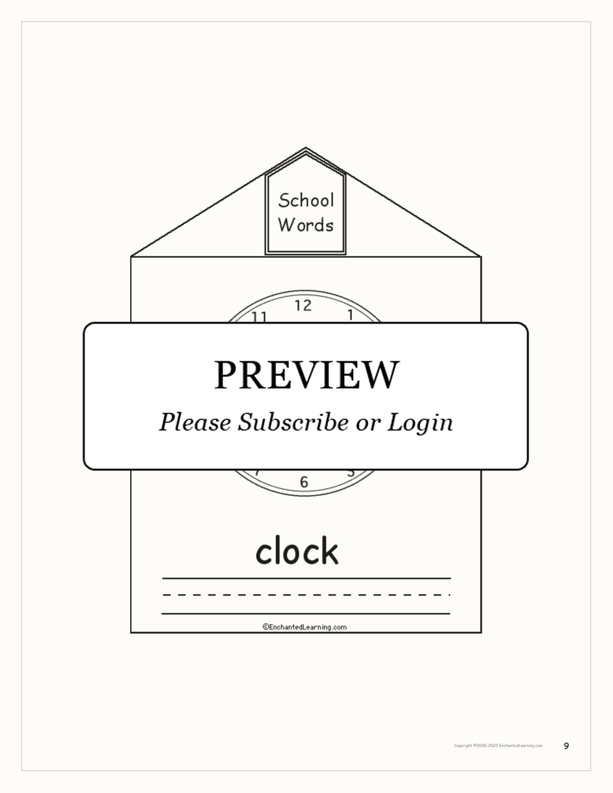 School Words Book interactive printout page 9