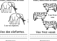 Search result: 'Animales Y N&#250;meros Book, A Printable Bilingual Book: 2 Elephants, 3 Cows'
