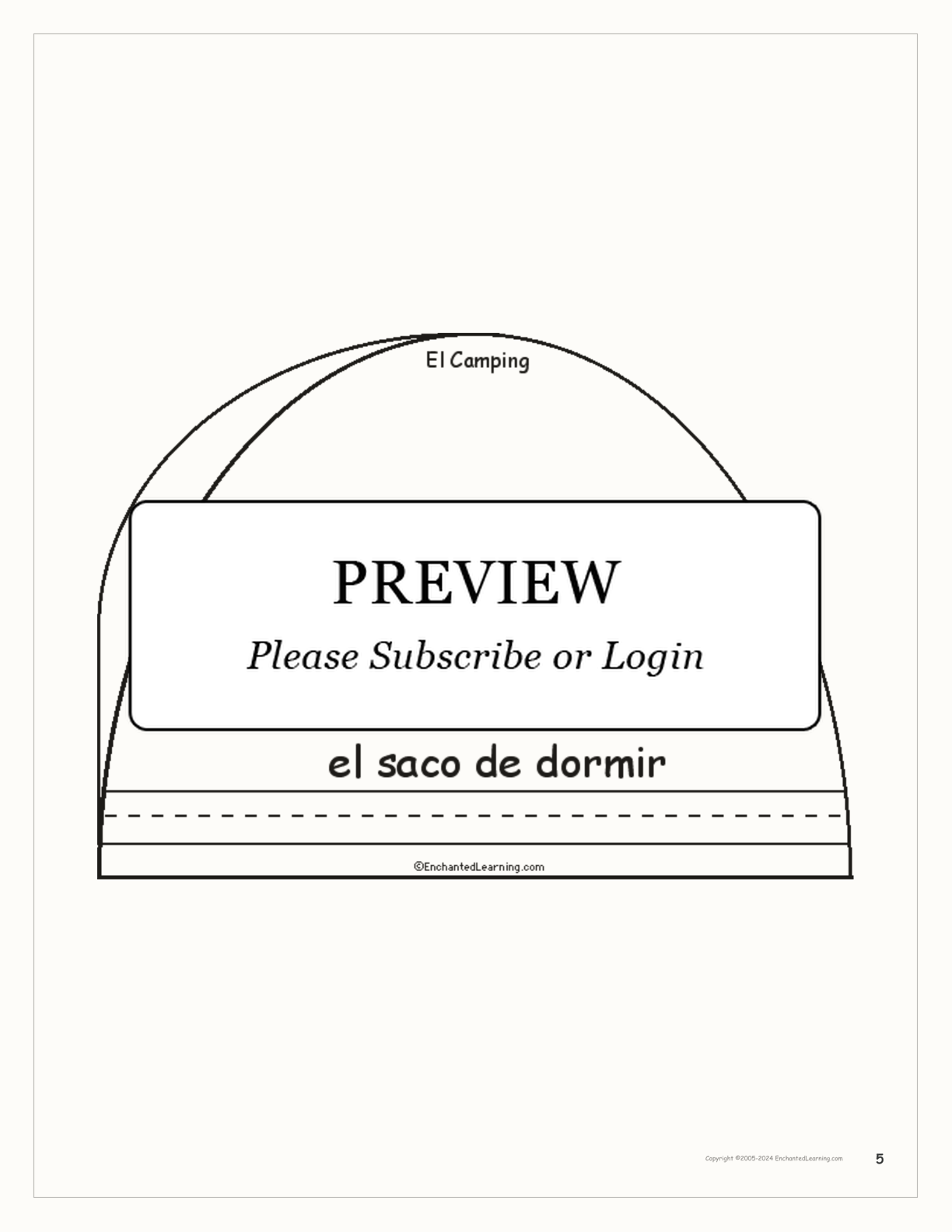 El Camping - Spanish Printable Book interactive worksheet page 5