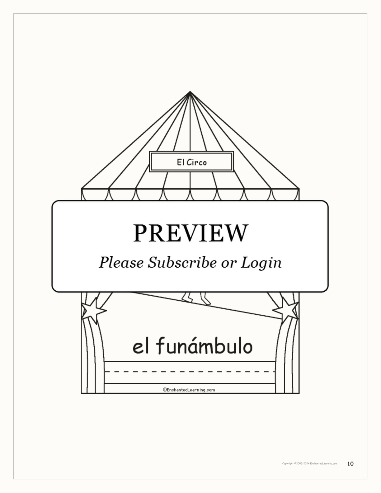 El Circo: Circus Words in Spanish - Printable Book interactive worksheet page 10