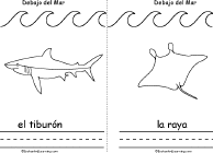 Search result: 'Debajo del Mar, A Printable Book in Spanish in Spanish: Tibur&#243;n/Shark, Raya/Ray'