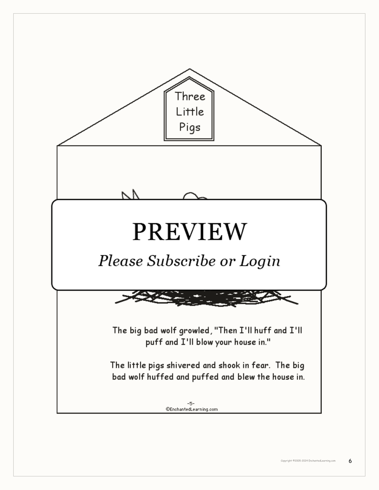 Three Little Pigs - Printable Book interactive printout page 6