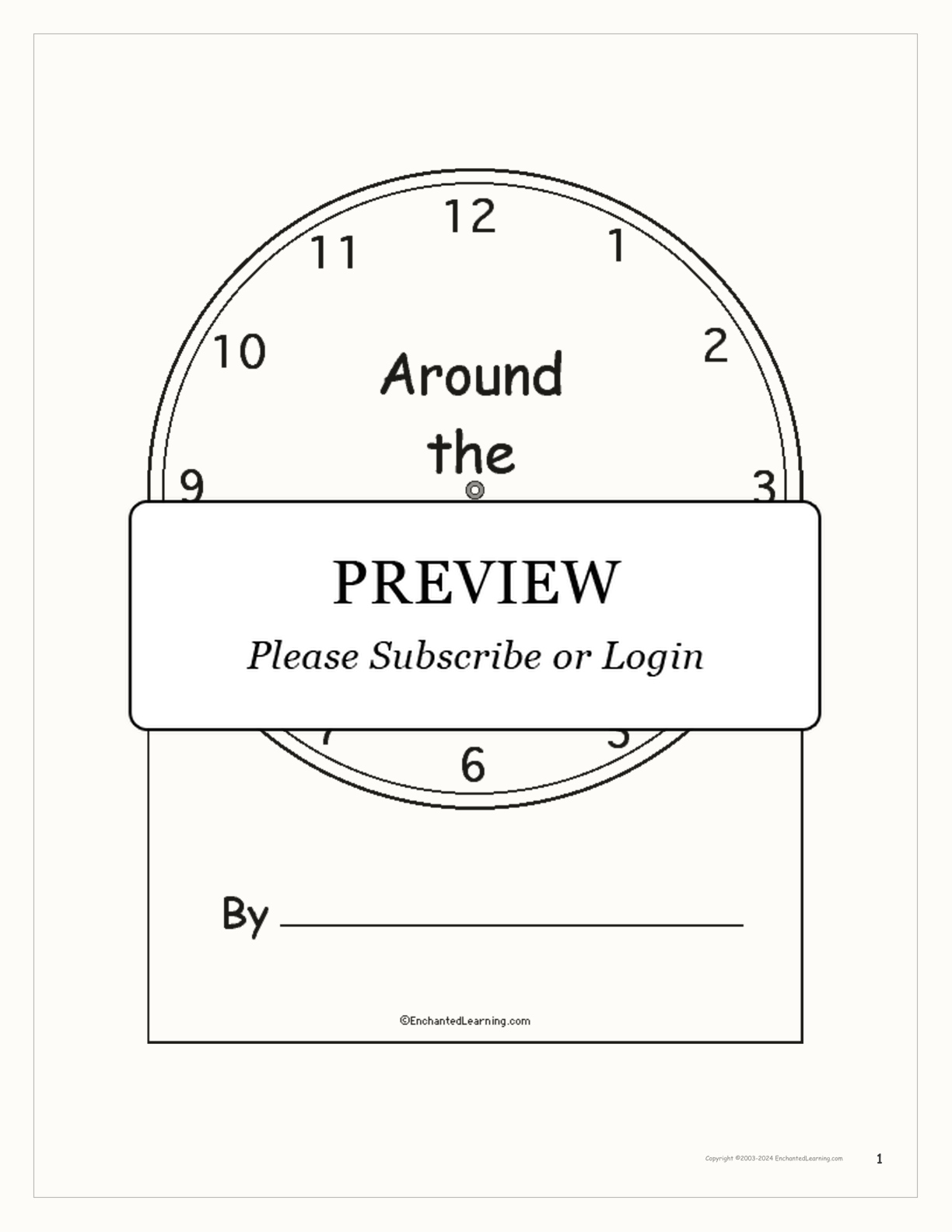 'Around the Clock' Book interactive printout page 1