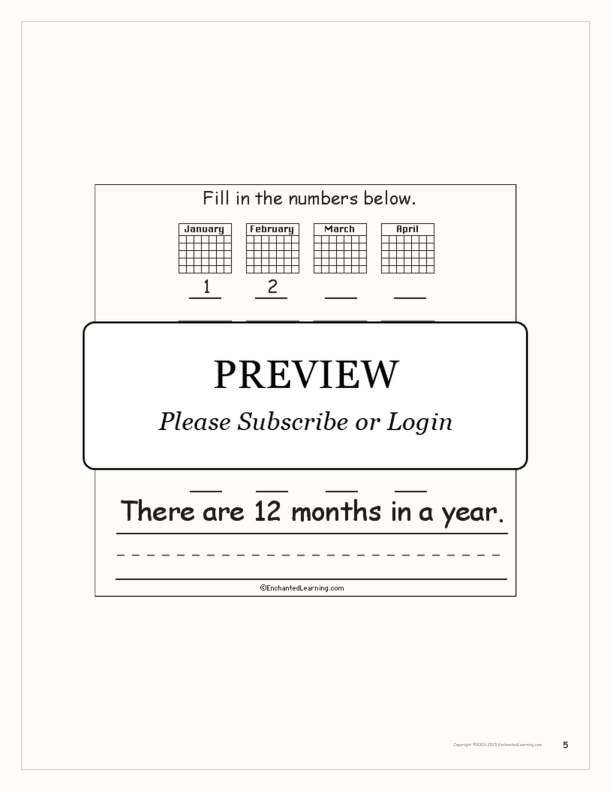 'How Long is a Year?' Book interactive printout page 5