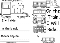 Search result: 'On The Train Book, A Printable Book: Cover, Black Steam Engine'