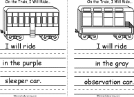 Search result: 'On The Train Book, A Printable Book: Purple Sleeper Car, Gray Observation Car'