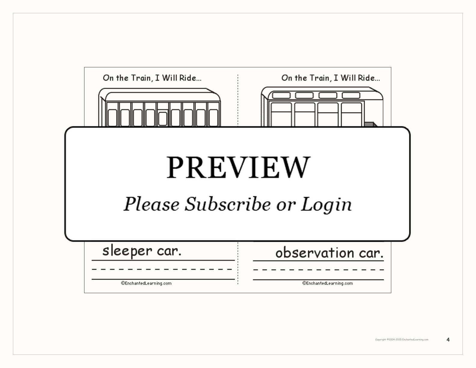 On The Train Book interactive worksheet page 4