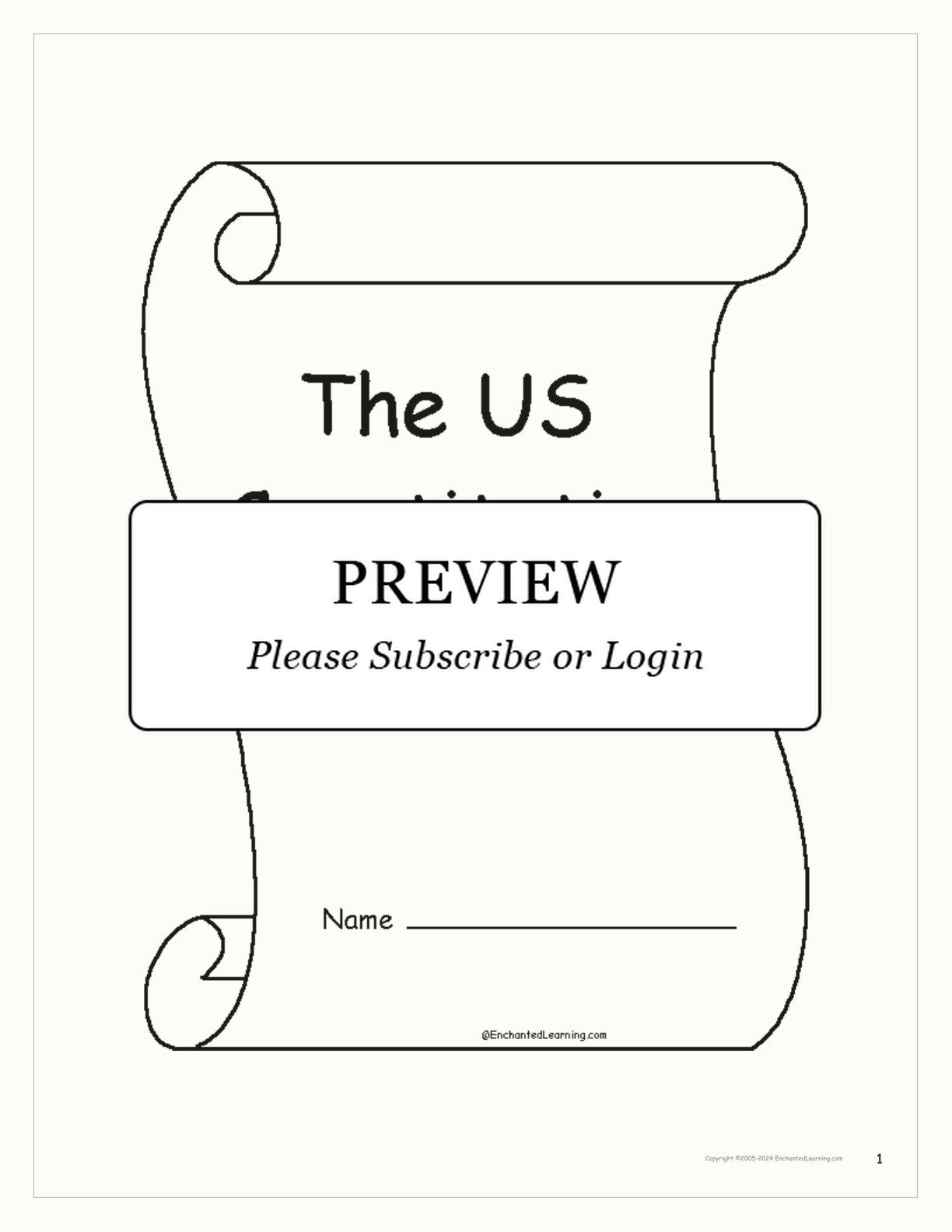 US Constitution Book interactive printout page 1