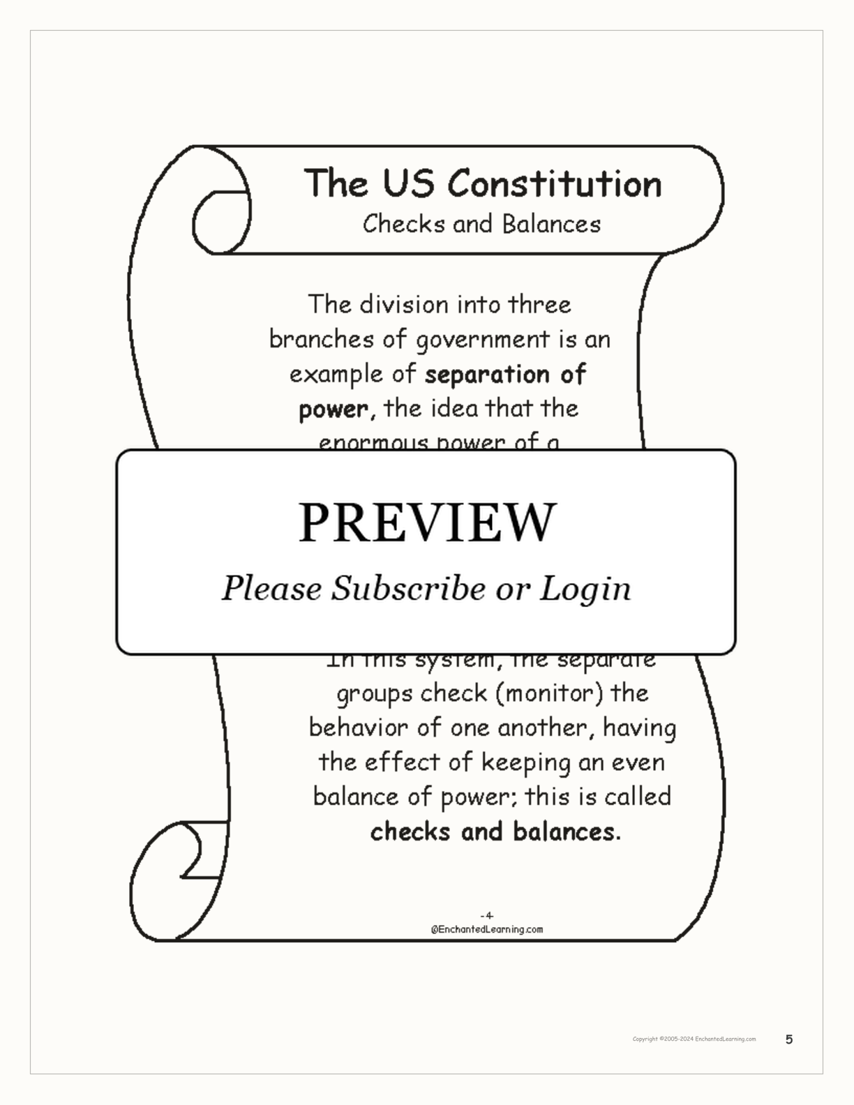 US Constitution Book interactive printout page 5