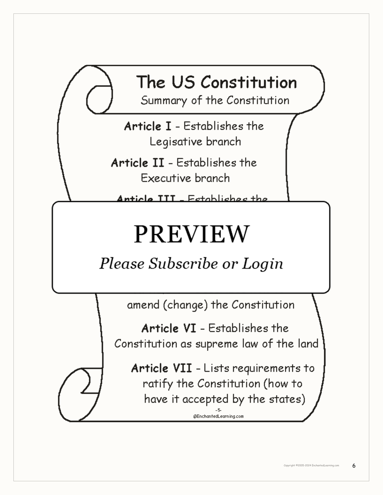 US Constitution Book interactive printout page 6