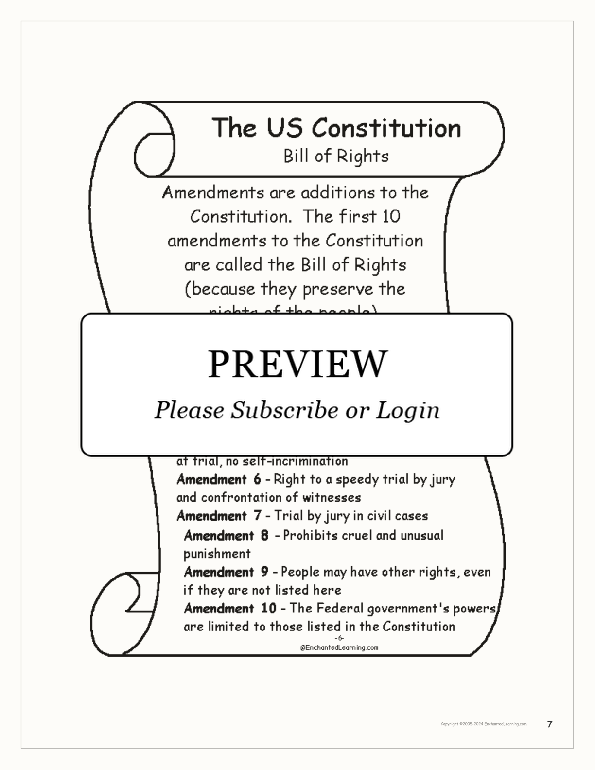 US Constitution Book interactive printout page 7