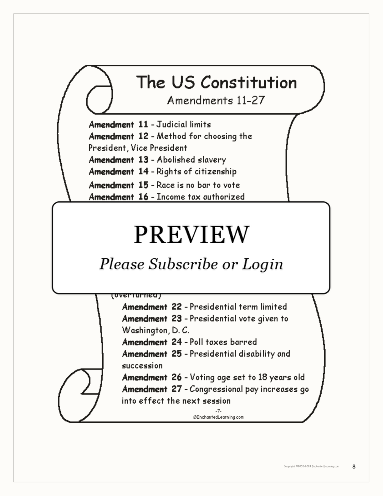 US Constitution Book interactive printout page 8