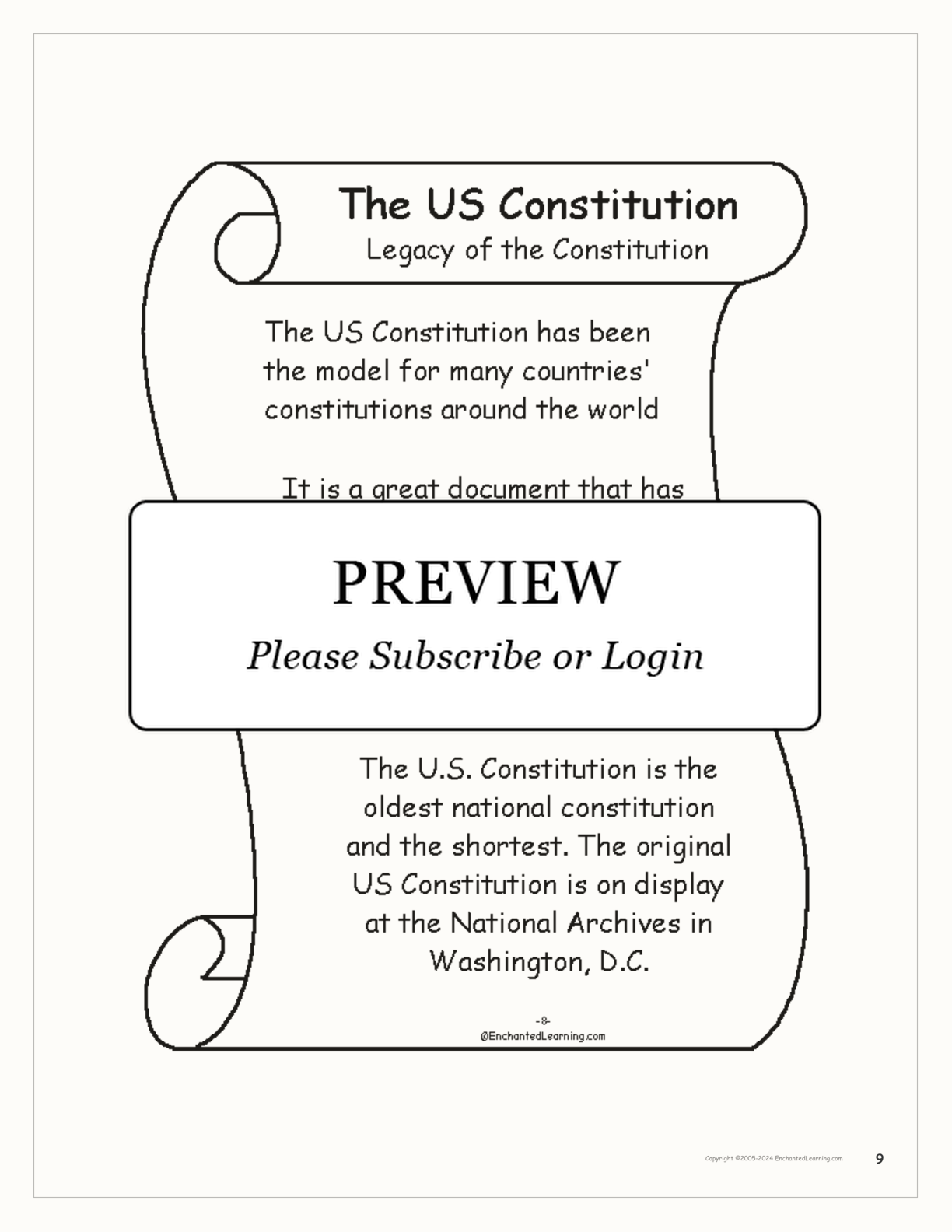 US Constitution Book interactive printout page 9