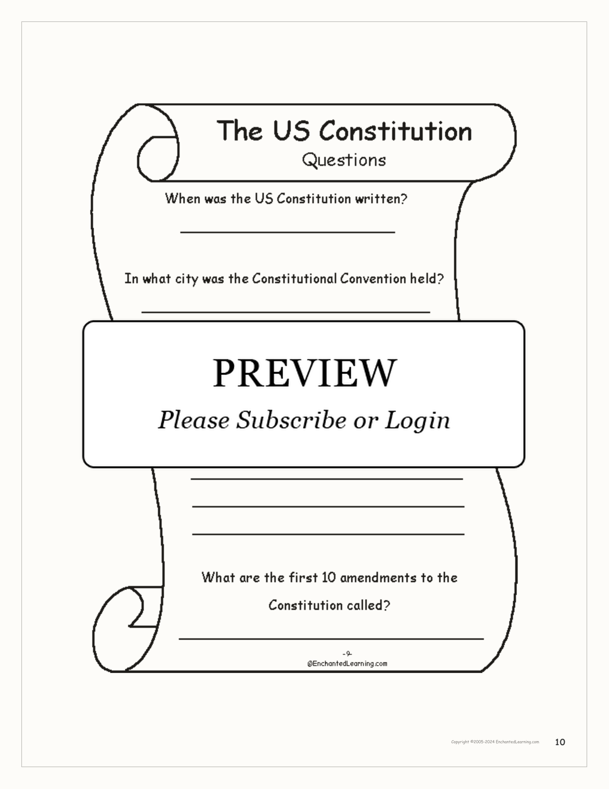 US Constitution Book interactive printout page 10