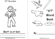 Search result: 'AT Words Book, A Printable Book: Cover, Bat'