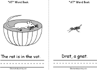 Search result: 'AT Words Book, A Printable Book: Rat, Vat, Gnat'