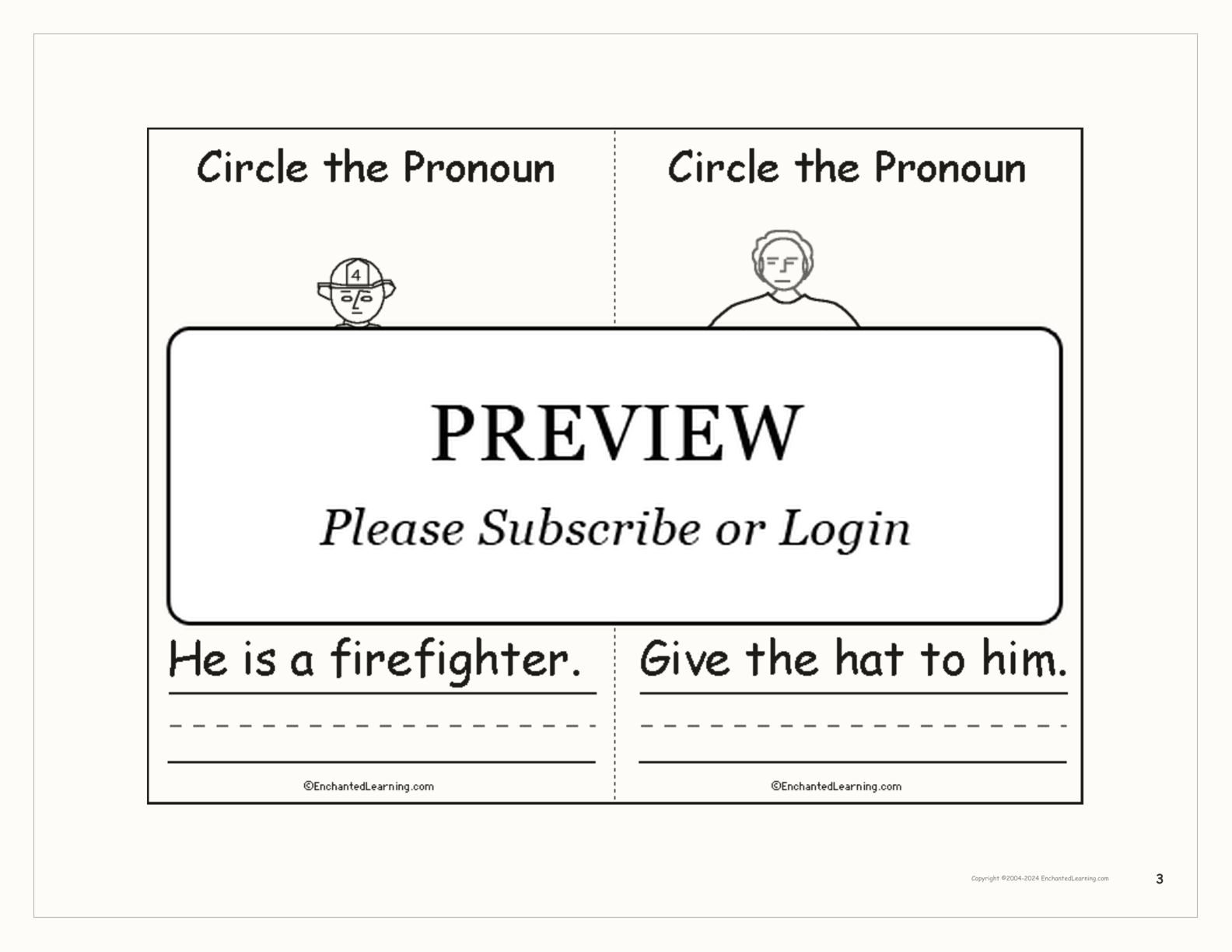 Circle the Pronouns Book interactive printout page 3