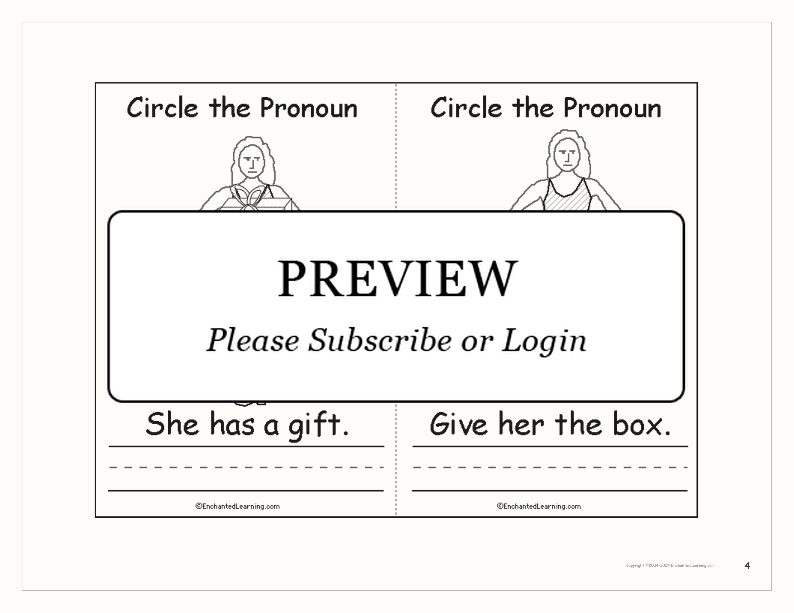 Circle the Pronouns Book interactive printout page 4